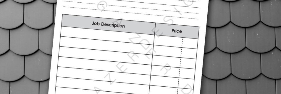 A simple work order design for C. Morris Roofing, featuring the company logo and a table for job details.