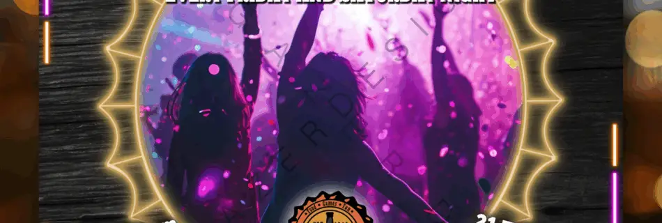Dark, high-energy graphic for the Bottles "Late Night DJ Party." The design uses a neon light box style with sound bars and an inner image set inside a neon bottle cap, promoting Friday and Saturday night events with music by Groovematic.